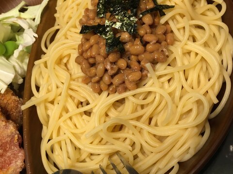 だしの素で簡単納豆パスタ